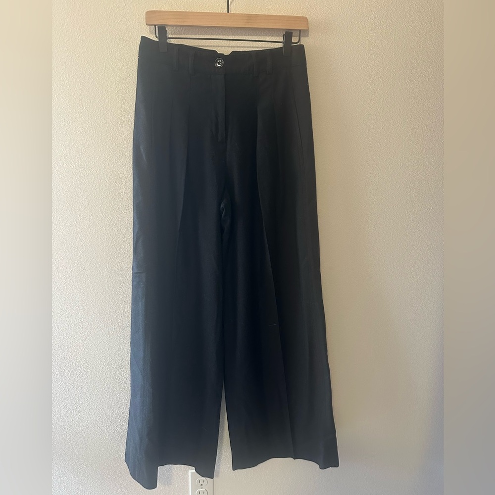 ME+EM wool blend wide leg trouser pants black size US 4